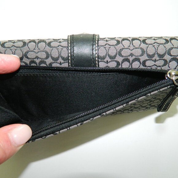 VTG. Y2K Coach Mini Sig. C's Checkbook Wallet Black Gray Canvas Leather MINT - Picture 6 of 8